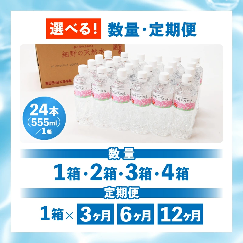 【ミネラルたっぷり天然中硬水】細野の天然水 555ml×24本 （国産 ナチュラルウォーター ミネラルウォーター 天然水 水 中硬水 シリカ 美容 人気 霧島 宮崎 小林市）