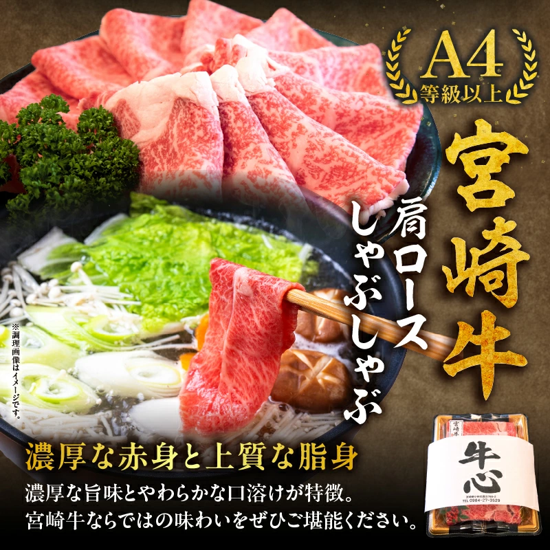 【A4等級以上】宮崎牛肩ロースしゃぶしゃぶ用 500g～1,.8kg（国産 牛肉 宮崎牛 黒毛和牛 A4 A5 ロース しゃぶしゃぶ 霜降り 赤身 人気 ブランド牛）