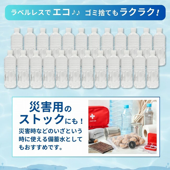 【ミネラルたっぷり天然水】ラベルのない細野の天然水 555ml×24本 1箱（国産 ナチュラルウォーター ミネラルウォーター ラベルレス 天然水 水 555ml 中硬水 シリカ 美容 人気 ペットボトル 霧島 宮崎 長期保存）