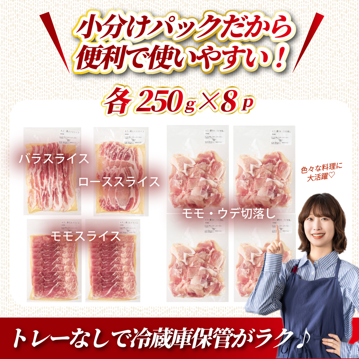 【部位食べ比べ】ホエー豚お楽しみセット 2kg（国産 豚肉 小分け 豚バラ 豚ロース しゃぶしゃぶ 豚バラスライス 豚 宮崎 小林市 人気 冷凍）
