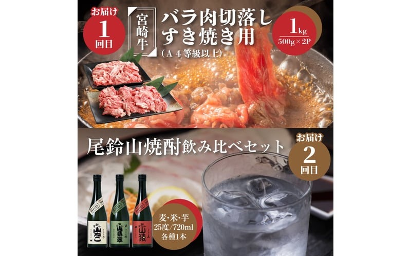 【定期便6回】宮崎牛と焼酎　ちょっと特別なおうち時間 K00_T013_2