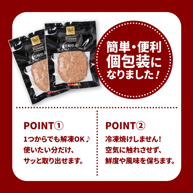 宮崎県産黒毛和牛100%ハンバーグ(10個/冷凍) K16_0160