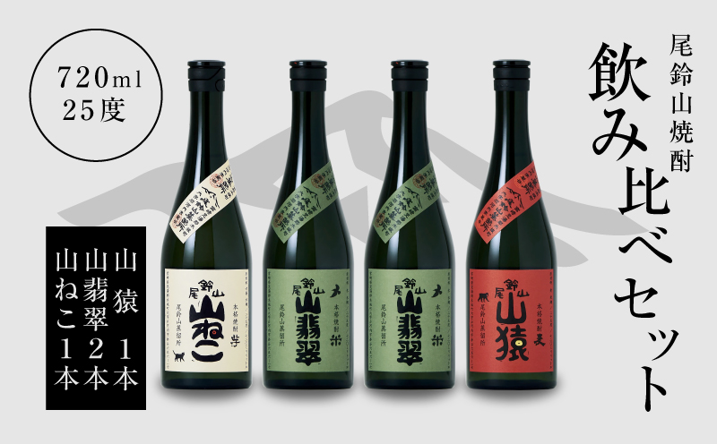 焼酎尾鈴山（山ねこ1本・山猿1本・山翡翠2本）720ml K08_0022_3