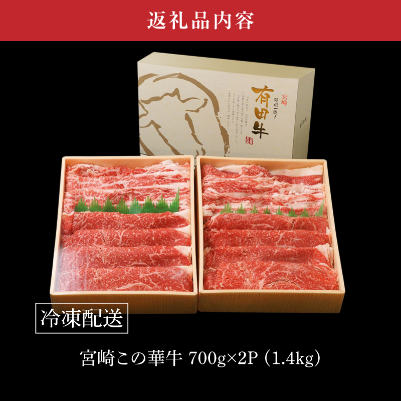 有田牧場直送この華牛 ドーンと盛合せフリースライス 1.4kg K20_0018_2