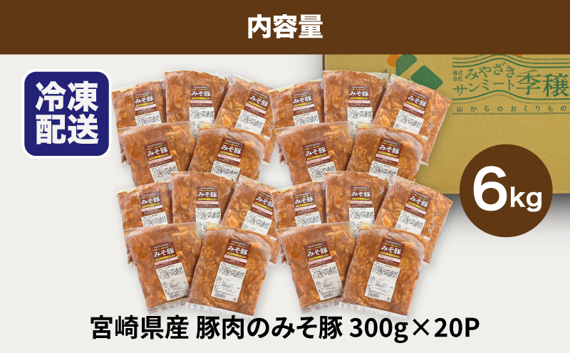 簡単調理　宮崎県産豚肉のみそ豚 6kg（300g×20P） K16_0145