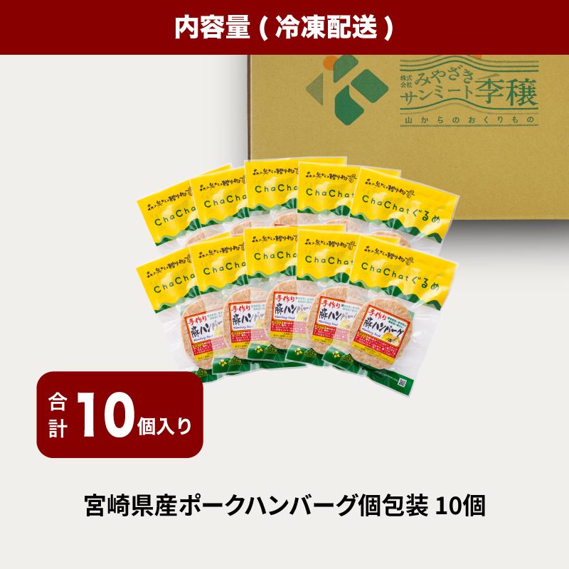宮崎県産 ポークハンバーグ個包装(10個/冷凍) K16_0163