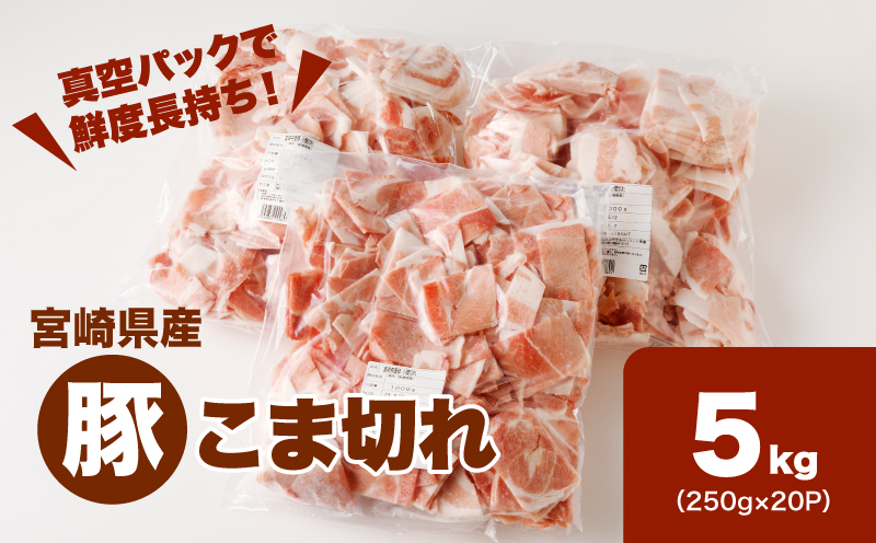 宮崎県産豚こま切れバラ凍結 小分け5kg K16_0137