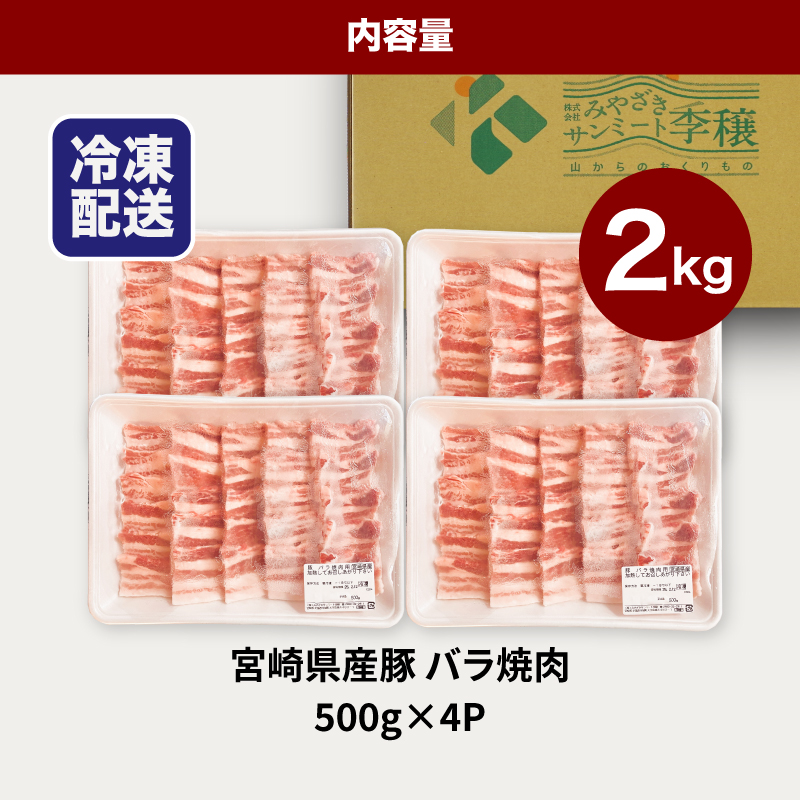 宮崎県産豚バラ焼肉 2kg K16_0187