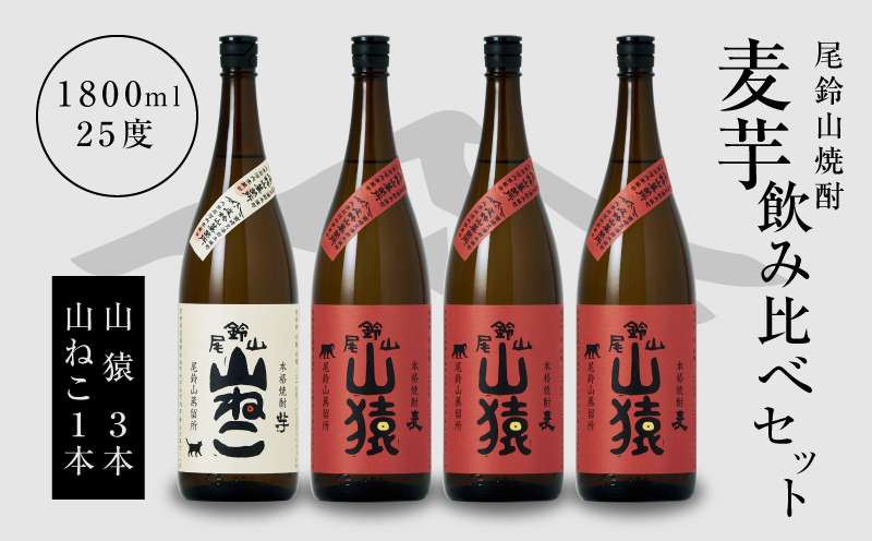 焼酎尾鈴山（山ねこ1本・山猿3本）各1800ml K09_0035_3