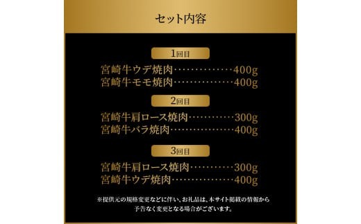 宮崎牛　焼肉3回定期便 K18_T013_7