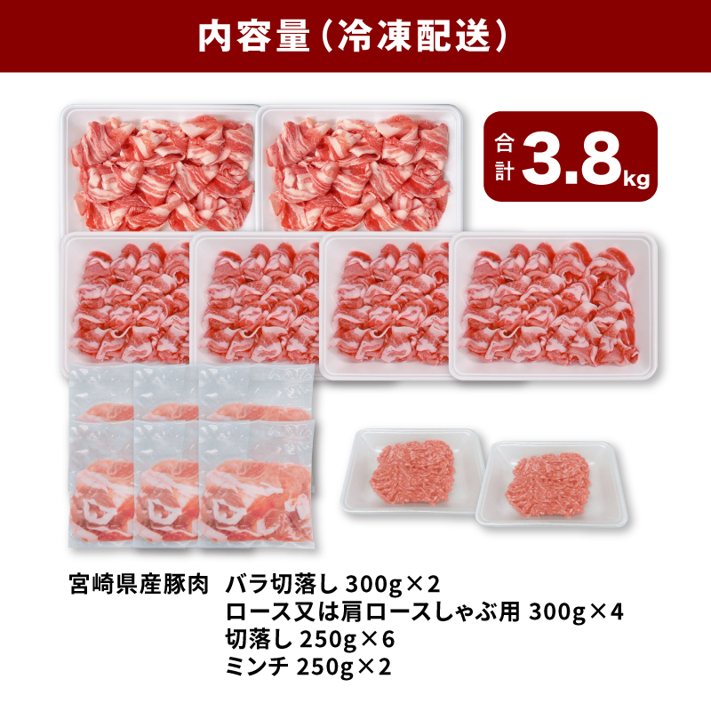 宮崎県産豚肉3.8kgセット K65_0008