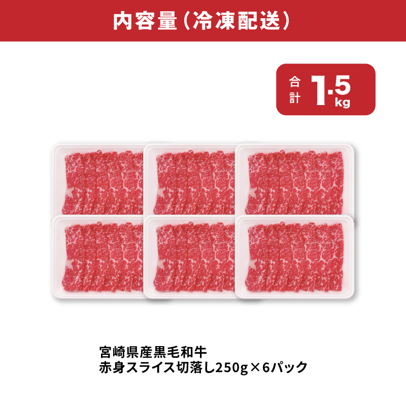 宮崎県産黒毛和牛赤身スライス切落し1.5kgセット K65_0003