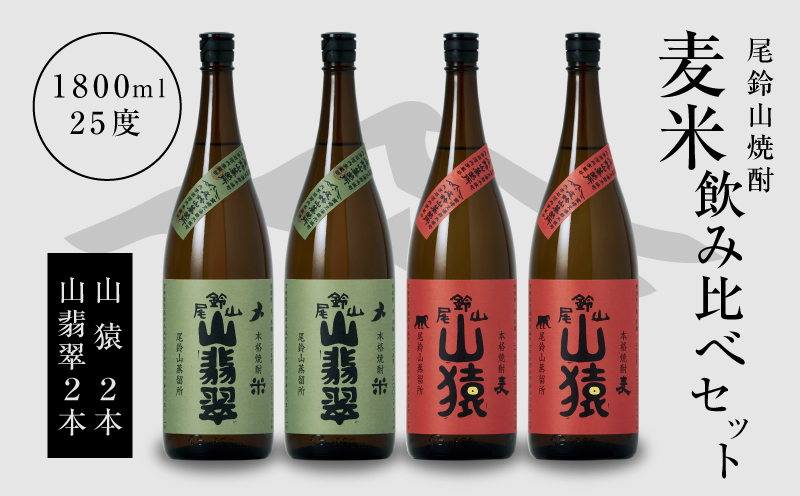 焼酎尾鈴山（山猿2本・山翡翠2本）各1800ml  K09_0038_3