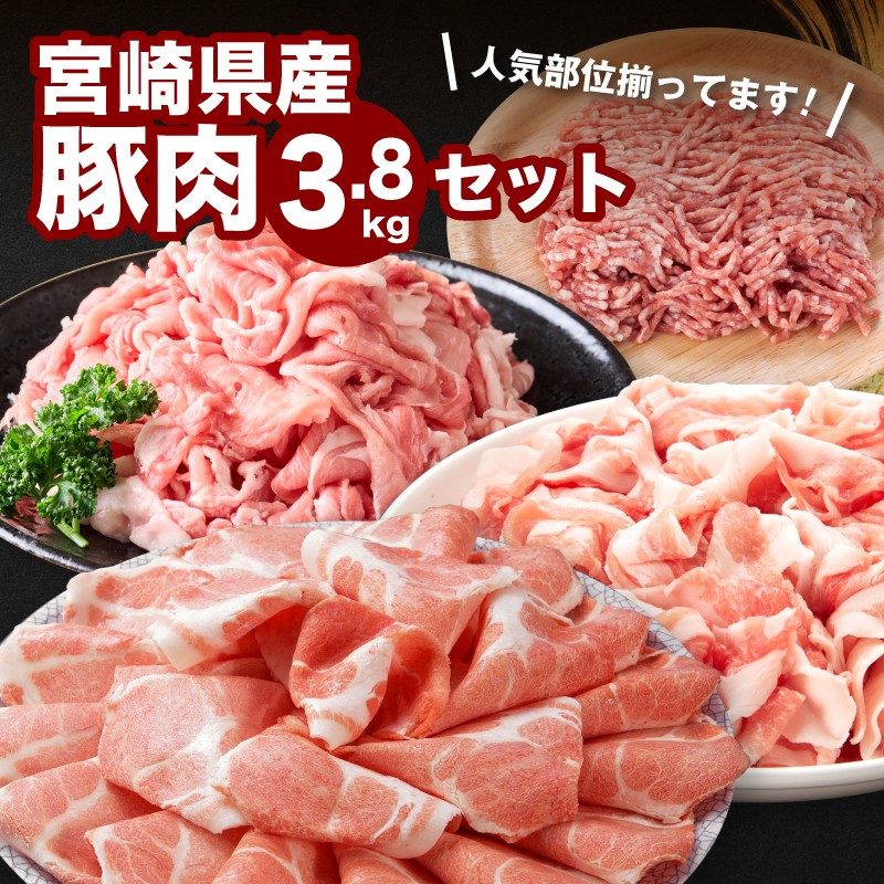 宮崎県産豚肉3.8kgセット K65_0008