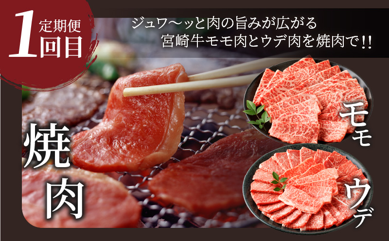 3か月お楽しみ定期便『宮崎牛よくばりセット』総重量2.4kg 肉 牛 牛肉 おかず 国産_T030-1363