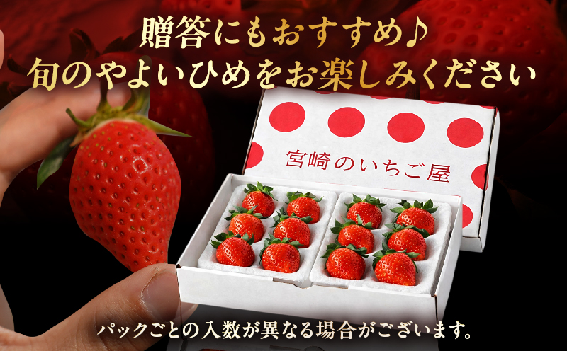 ≪数量限定≫都農町産いちご「やよいひめ」計500g フルーツ 果物 デザート イチゴ 国産_T059-0015