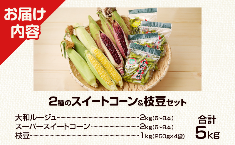 先行予約≪期間限定≫2種のスイートコーン＆枝豆セット(合計5kg) 野菜 旬 国産_T003-0095
