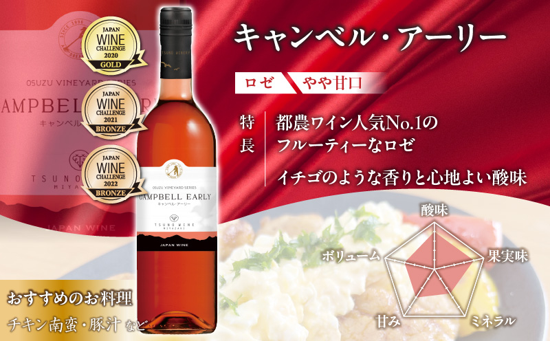 ＼年内発送!!／≪数量限定≫都農ワイン甘口・辛口セット(合計4本) 酒 飲料 アルコール 国産_T014-004-N