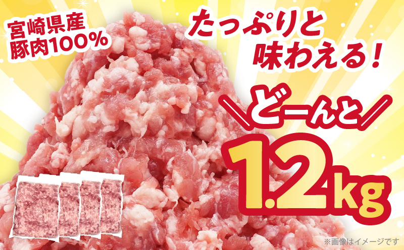 【2週間以内発送】宮崎県産豚ミンチ肉 計1.2kg(300g×4パック) 肉 豚 豚肉 国産_T025-041