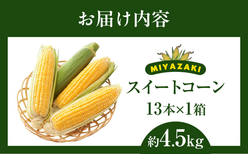 先行予約≪期間限定≫みやざきフレッシュスイートコーン(約4.5kg) とうもろこし 野菜 旬 おやつ 国産_T015-0045