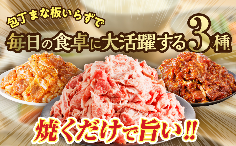 宮崎牛切り落とし＆牛・豚味付けセット(合計2.7kg) 肉 牛 豚 牛肉 豚肉 おかず 国産_T030-1033