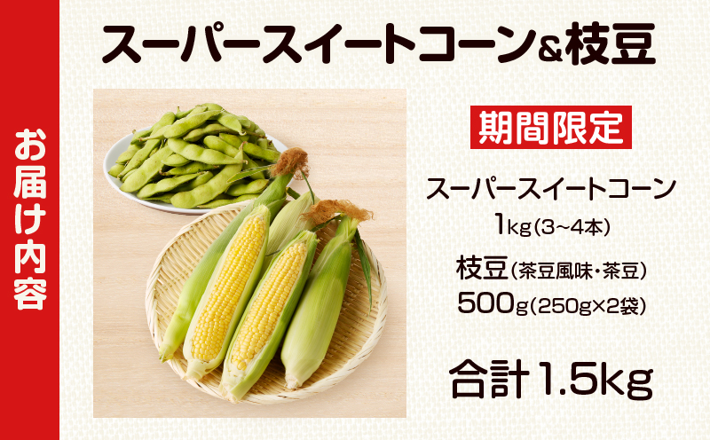先行予約≪期間限定≫スーパースイートコーン＆枝豆(茶豆風味・茶豆)セット(合計1.5kg)お試し用 旬 野菜 国産_T003-0025