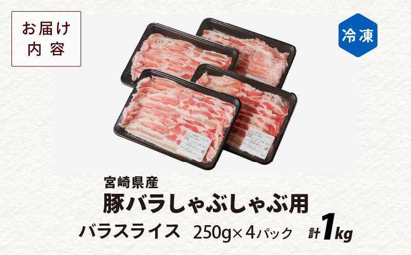 宮崎県産豚バラしゃぶしゃぶ用(計1kg) 肉 豚 豚肉 おかず 国産_T009-0133