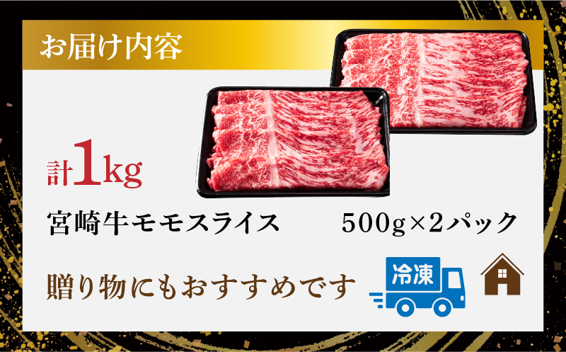 宮崎牛モモスライス(すき焼き用)計1kg 肉 牛 牛肉 焼肉 国産_T009-0042