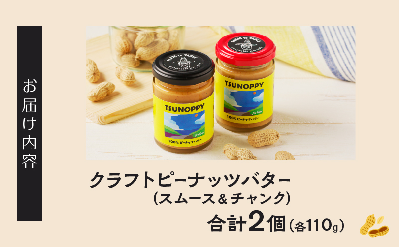 【2週間以内発送】都農町産クラフトピーナッツバターセット(スムース＆チャンク)合計2個 落花生 加工品 国産_T024-0101