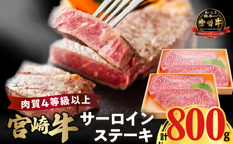 宮崎牛サーロインステーキ(計800g) 肉 牛 牛肉 国産_T050-002