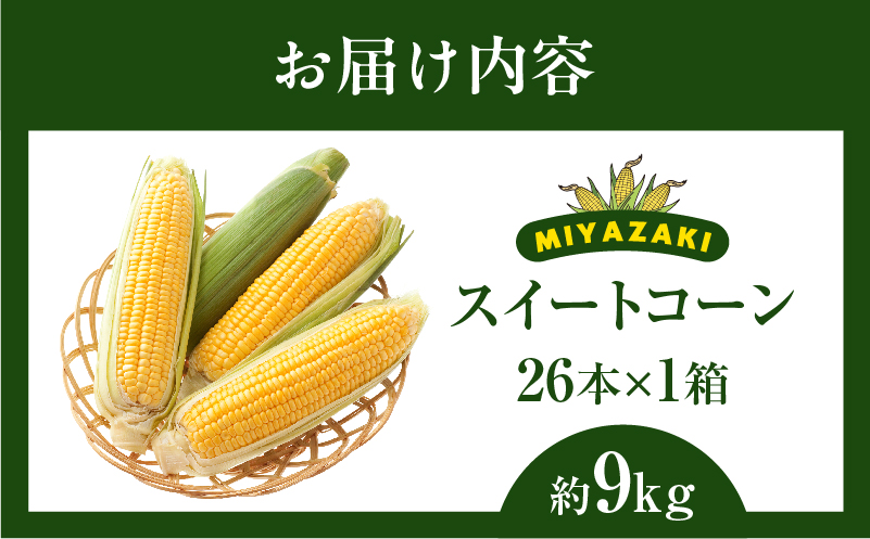 先行予約≪期間限定≫みやざきフレッシュスイートコーン(約9kg) とうもろこし 野菜 旬 おやつ 国産_T015-0055