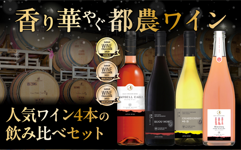 都農ワイン人気4本セット(合計4本) 酒 飲料 アルコール 国産_T014-034