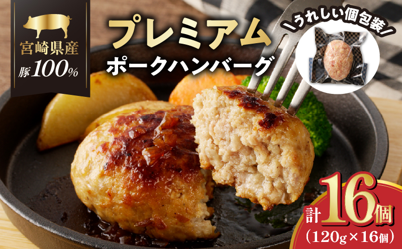 宮崎県産豚プレミアムハンバーグ(計16個) 肉 豚肉 加工品 惣菜 国産_T001-0115-ZO