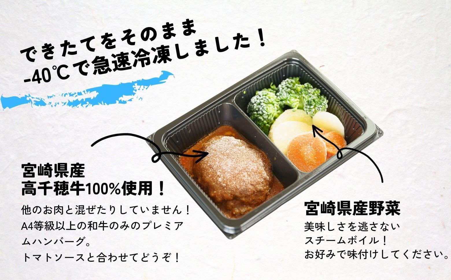 【レンジでプロ味！】黒毛和牛100％プレミアムハンバーグ温野菜プレート  ハンバーグ120g＆温野菜80g×4食セット_Tk005-055