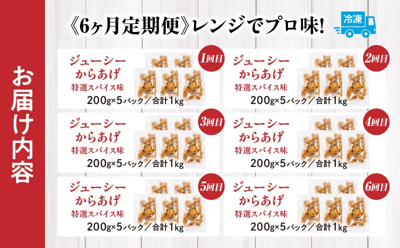 【6か月定期便】レンジでプロ味！からあげ6か月定期便 鶏肉 肉 鶏モモ肉 肉惣菜 惣菜 お惣菜 調理済み 冷凍 個包装 使い勝手 普段使い お弁当 おかず 冷凍食品 冷凍からあげ 食品 小分け 便利 レンジ グルメ おすそ分け 簡単調理 宮崎 高千穂 _Tk005-t044