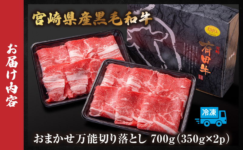 和牛おまかせ万能切落し700g 黒毛和牛 和牛 国産牛 牛肉 切り落とし 切落し 切り落し 霜降り 霜降り肉 赤身 混在 おまかせ肉 万能肉 家庭用 大容量 700g 小分け 350g 冷凍 有田牧場 エモ―牛 生産者直送 ブランド牛 受賞牛 品評会受賞 ワールドステーキチャレンジ 生産者部門 最優秀賞 宮崎県 高千穂町 ふるさと納税 返礼品_Tk055-001