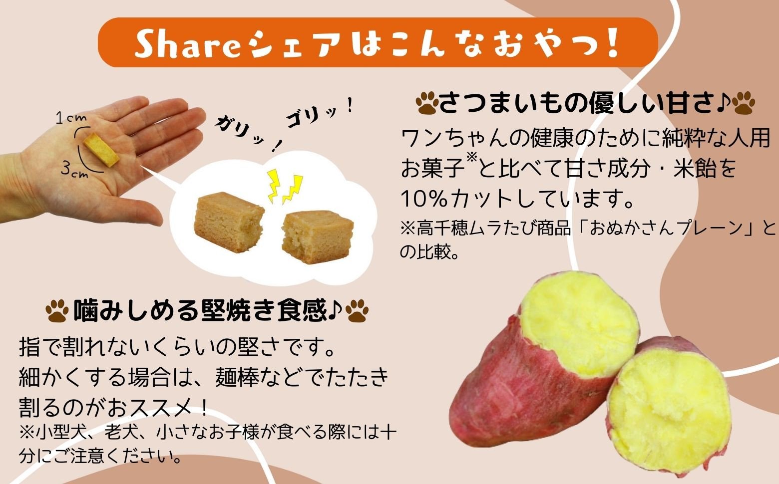 【米粉のドライフード】愛犬と飼い主が一緒に食べられるおやつ！『シェア』16袋セット（40g×16袋） ドッグフード 宮崎県 高千穂町 低アレルギー 無添加 ふるさと納税 ヒューマングレード 低アレルギー 動物性原料フリー ドッグフード おやつ さつまいも 堅焼 米粉クッキー クッキー お菓子 菓子 炭水化物源 宮崎県 高千穂町 _Tk015-057