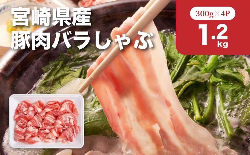 宮崎県産豚肉バラしゃぶ1.2kgセット K65_0012