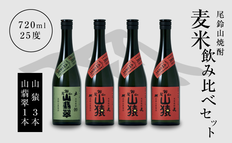 焼酎尾鈴山(山猿3本・山翡翠1本)720ml _K08_0018_4