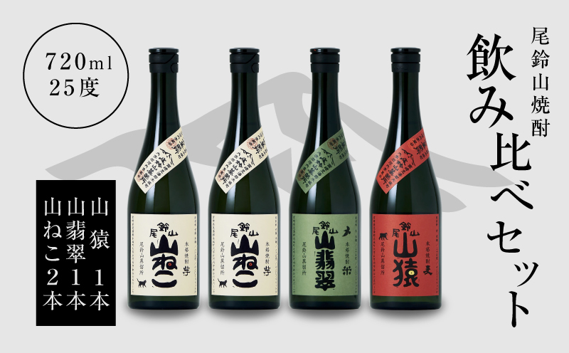 焼酎尾鈴山(山ねこ2本・山猿1本・山翡翠1本)720ml _K08_0021_4