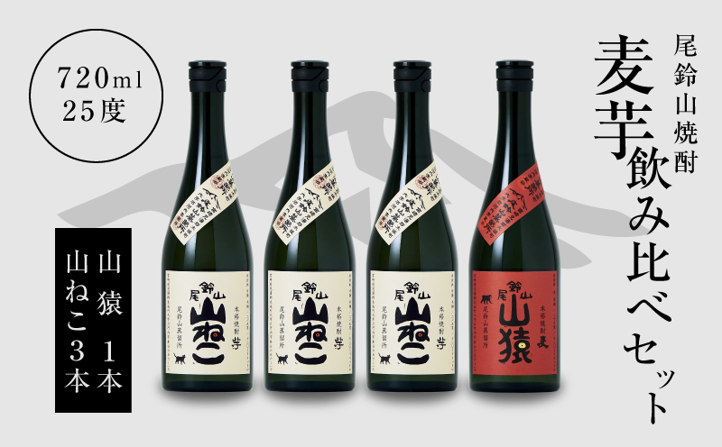 焼酎尾鈴山(山ねこ3本・山猿1本)720ml_K09_0022_4