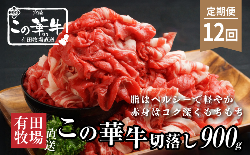 有田牧場直送この華牛切り落とし900g  12ヶ月定期便　K20_T003_1