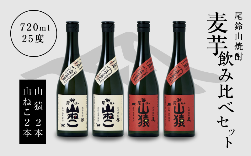 焼酎尾鈴山（山ねこ2本・山猿2本）各720ml K09_0025_3