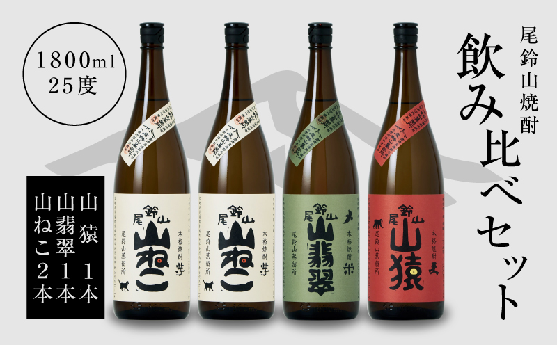 焼酎尾鈴山（山ねこ2本・山猿1本・山翡翠1本）1800ml K08_0031_3