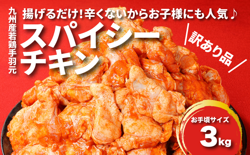 訳あり 九州産若鶏手羽元 揚げるだけスパイシーチキン3kg  K16_0085_1S