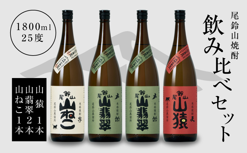 焼酎尾鈴山(山ねこ1本・山猿1本・山翡翠2本)1800ml _K08_0032_4
