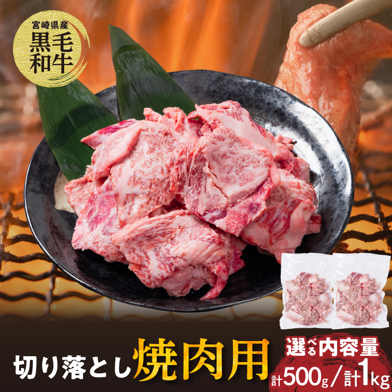 【2週間以内発送】選べる内容量 宮崎県産黒毛和牛切り落とし(焼肉用)