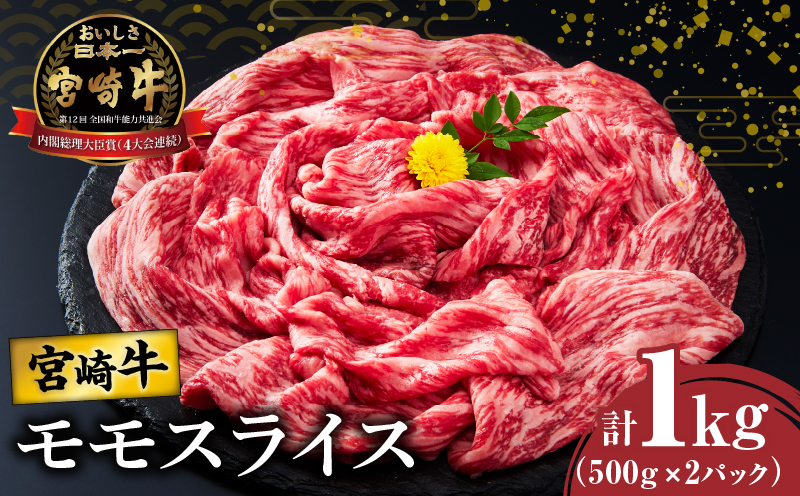 宮崎牛モモスライス(すき焼き用)計1kg 肉 牛 牛肉 焼肉 国産_T009-0042
