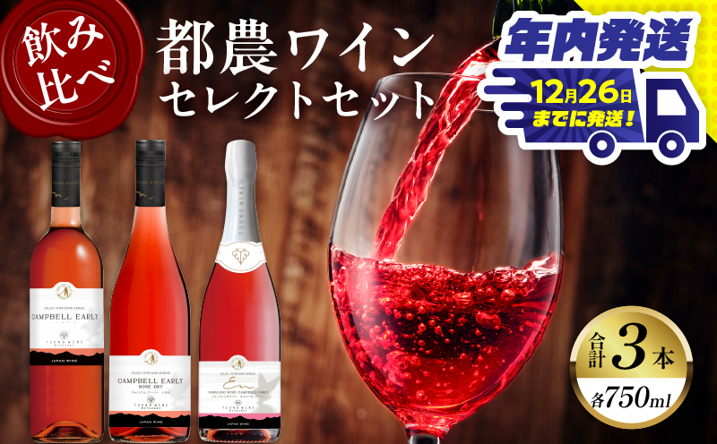 ＼年内発送!!／都農ワインセレクトセット(合計3本) 酒 飲料 アルコール 国産_T014-001-N