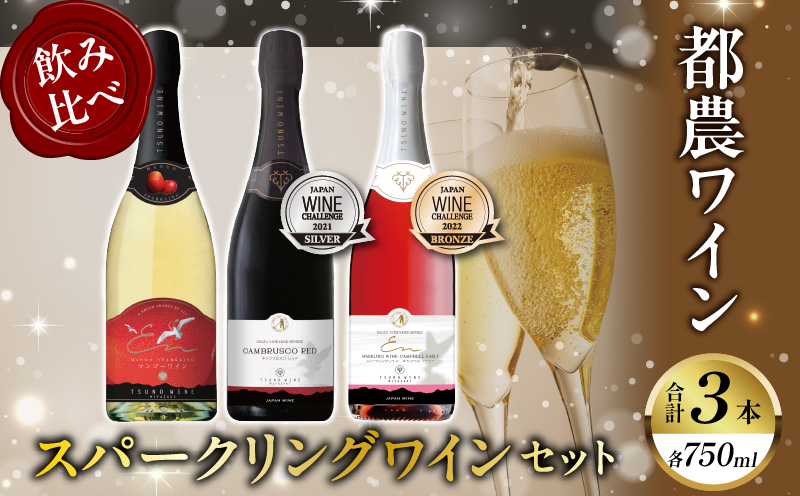 スパークリングワイン飲み比べ3本セット 酒 飲料 アルコール 国産_T014-003